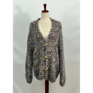 MAIAMI Basic Sz M/L Mohair Blend Toggle Cardigan Sweater Handmade